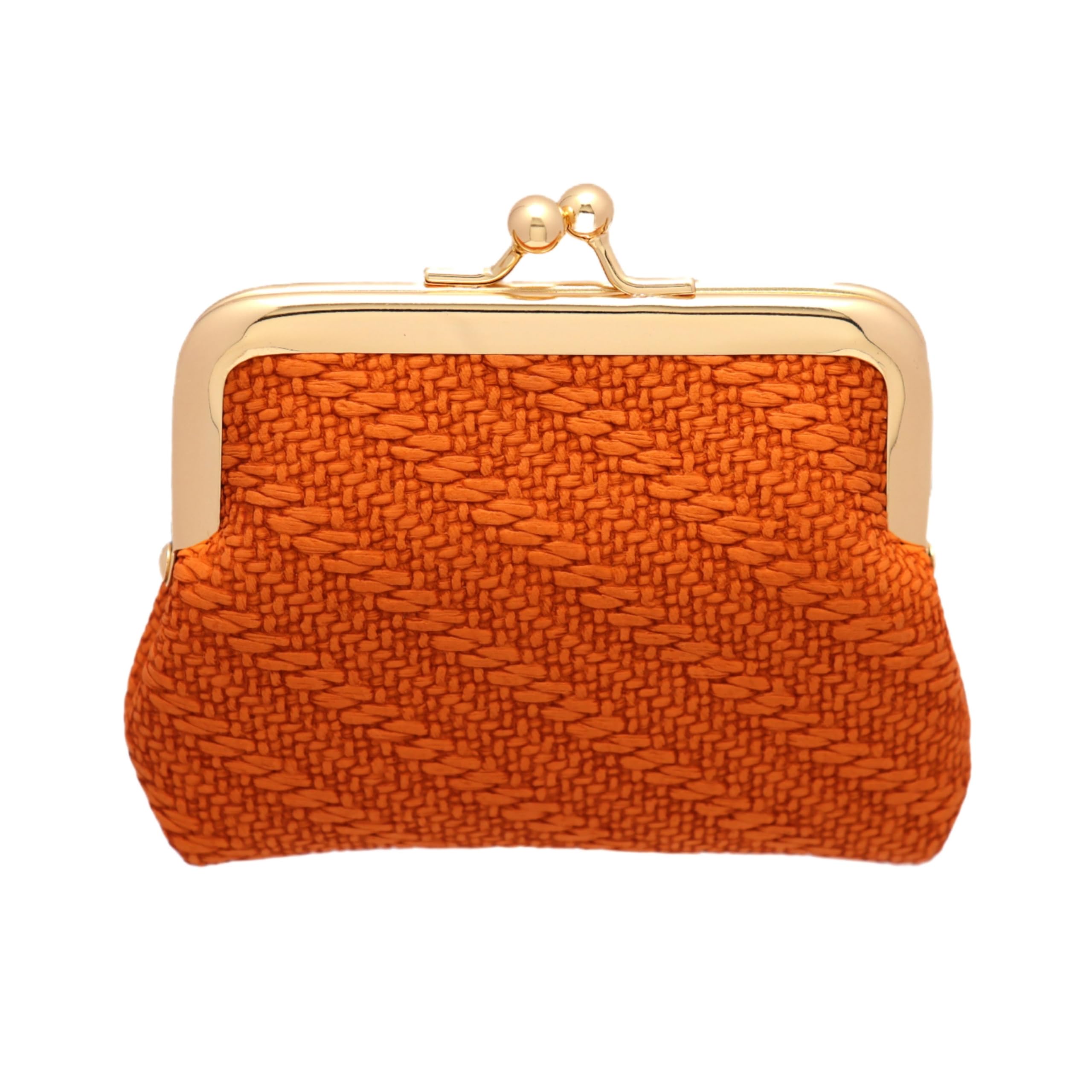 Coin Purse Vintage Bag Lock Wallet Buckle Kiss Lock change purse change holder wallet coin Leather coin wallet(A orange)