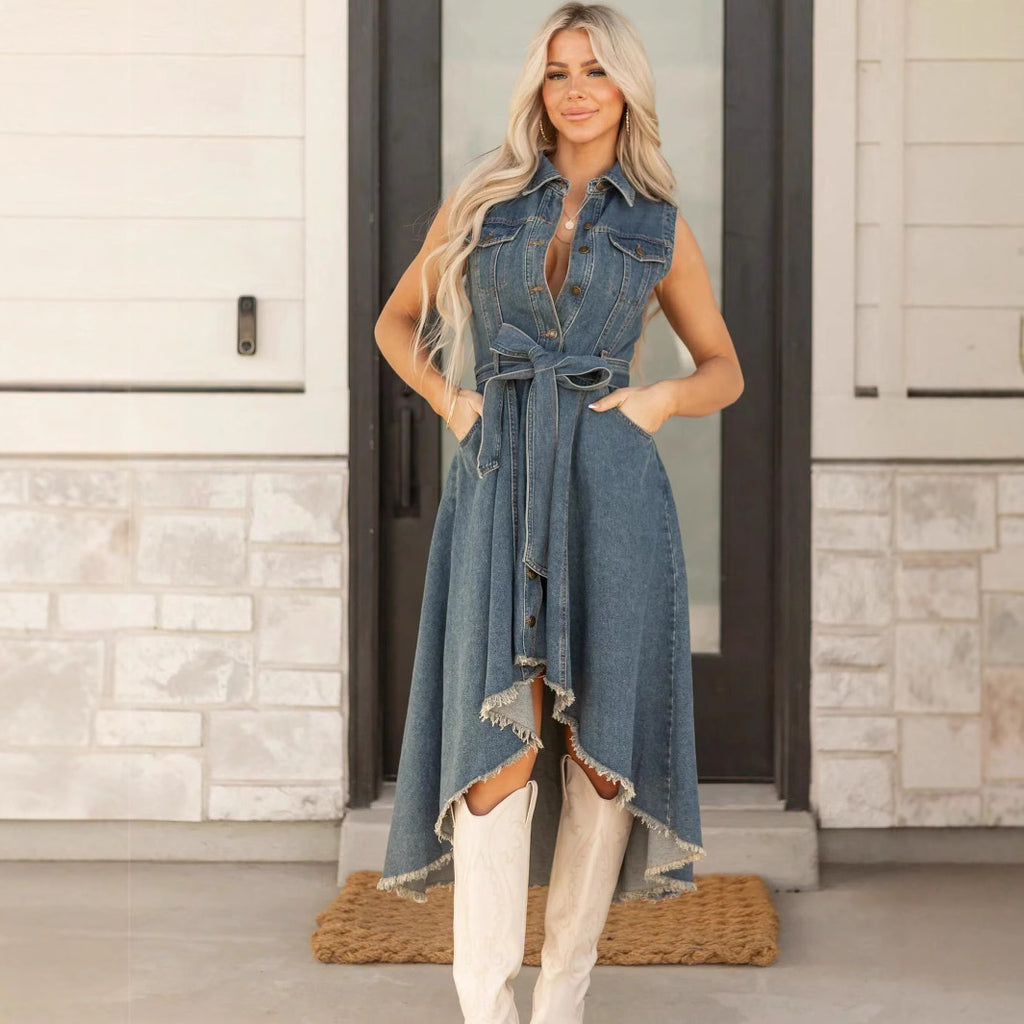 Cowboy dress, fashionable sleeveless, irregular personality