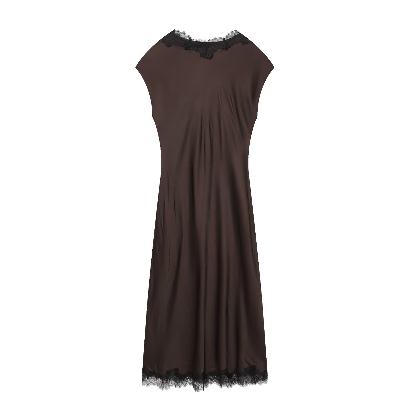 Elegant V-neck short sleeved lace patchwork dress