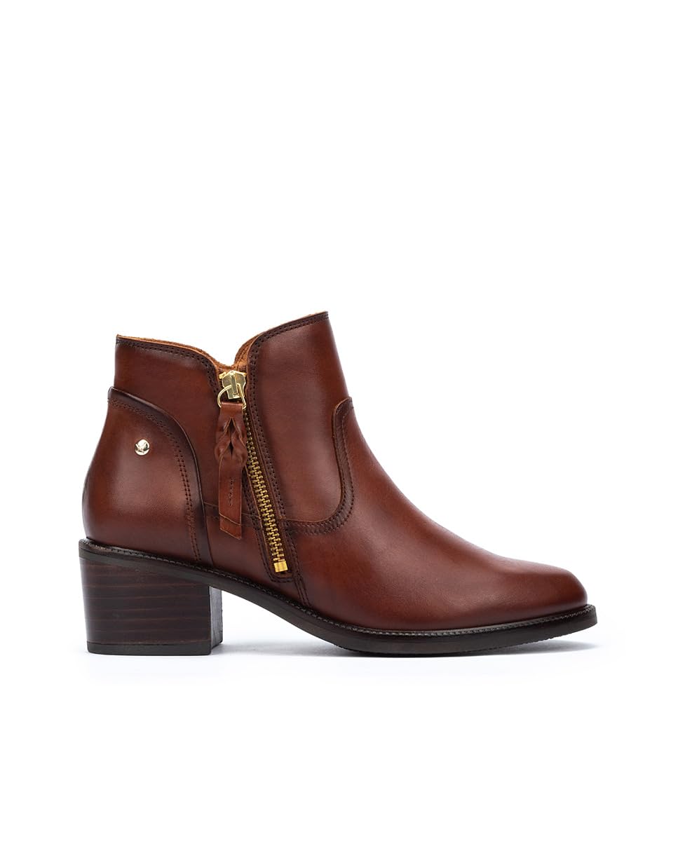 PIKOLINOS High-Heel Ankle Boot Leather Bacarot for Woman Cognac