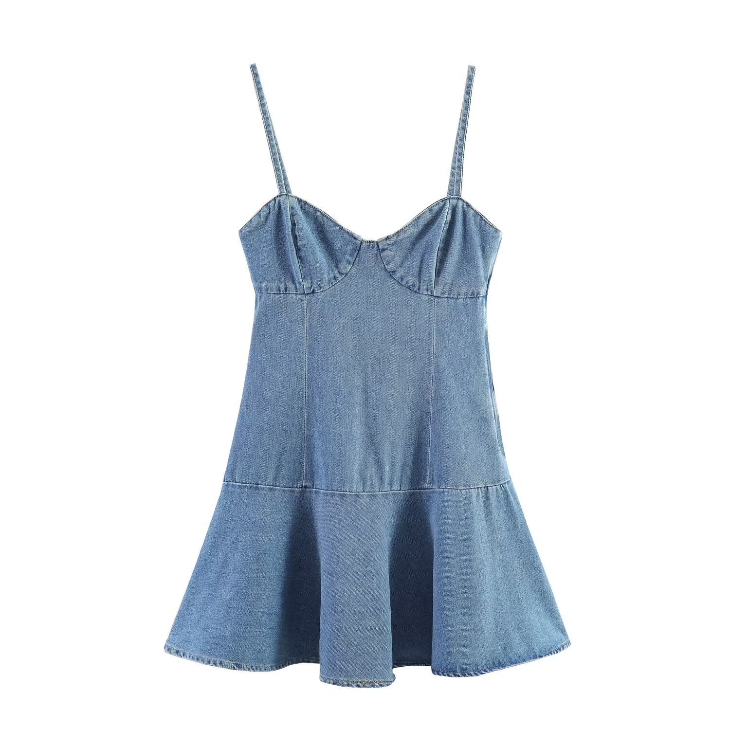 Spicy girl suspender denim mini dress