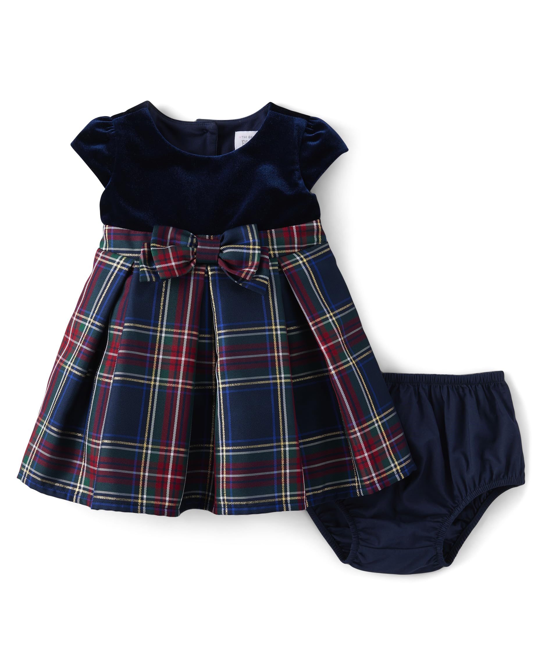 The Childrens Place Baby Girls and Newborn Short Sleeve Dressy Dresses Blue Plaid 0-3 Months