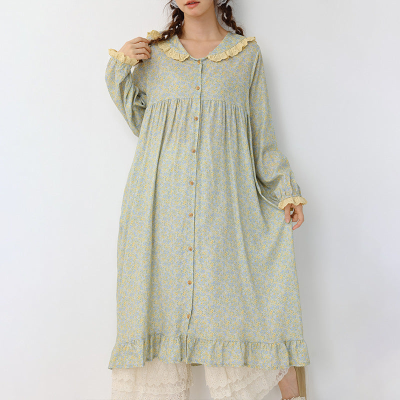 Loose single breasted long sleeved dress