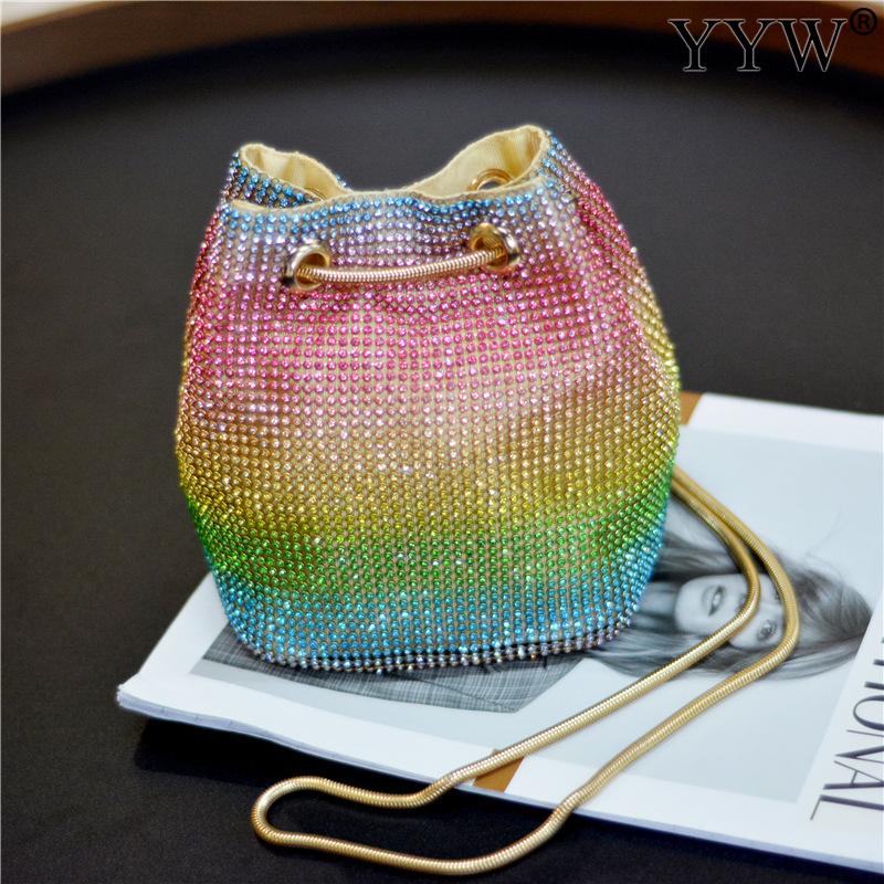 Fashion Women's Rhinestone Bucket Shoulder Bag Purse