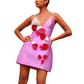 Sexy Dress For Women V Neck Sleeveless High Waist Spliced Appliques Camisole Dresses Female New