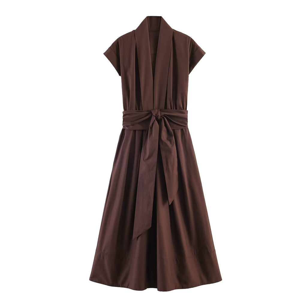Elegant commuting poplin pleated dress
