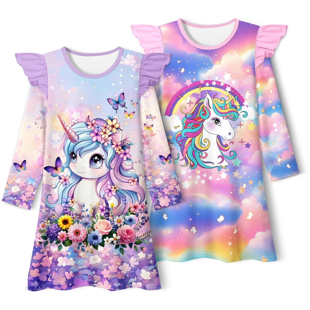 Girls 2PCS Princess Dress Kids Casual Playwear Dresses Toddler Long Sleeve Gown