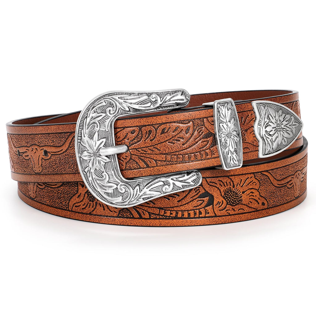 WHIPPY Western Belts for Women - Vintage Western Design Ladies Cowgirl Waist Belt for Pants Jeans Dresses