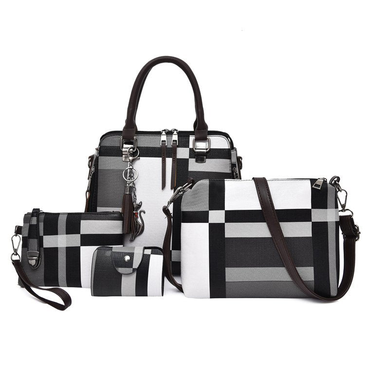 Fashion Retro Stitching Women's Handbag Purse Set