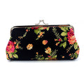 Women's Long Rose Canvas Coin Purse Wallet