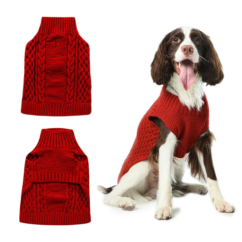 BICOPET Dog Sweaters for Small Male Medium Dogs Boy Girl Female Puppy Sweater Large Dog Sweaters Pet Clothes Christmas Soft Puppies Clothing Winter Warm Outfit for Cat Apparel(RedL)