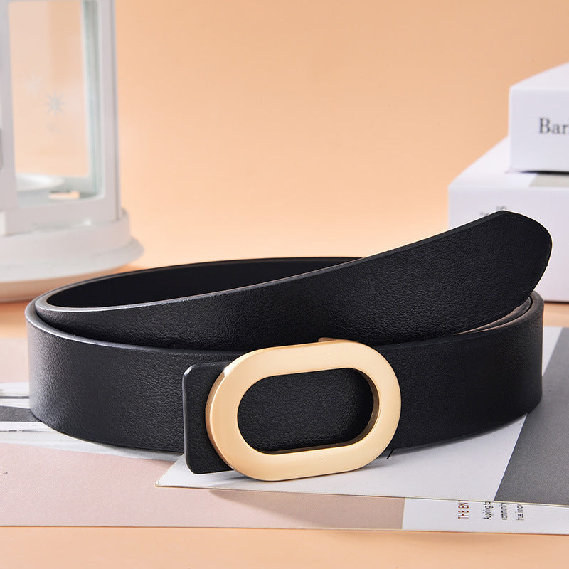 Stylish Oval Buckle Women's Belt for Dresses and Jeans