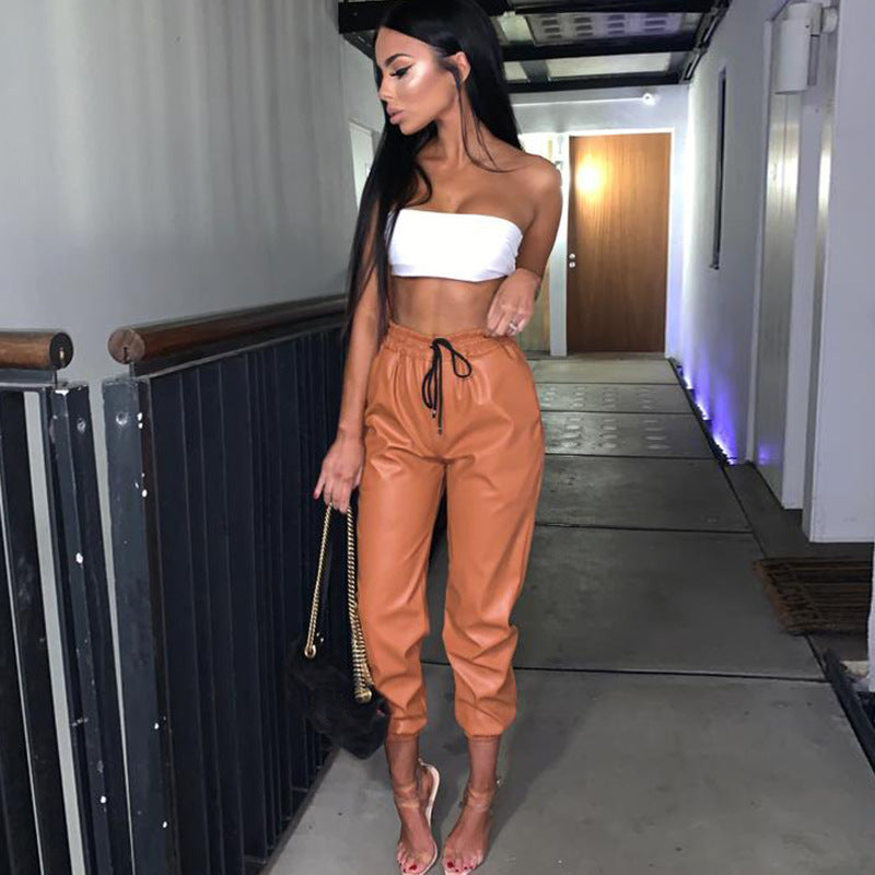 PU Sexy Skinny Pants with Straps