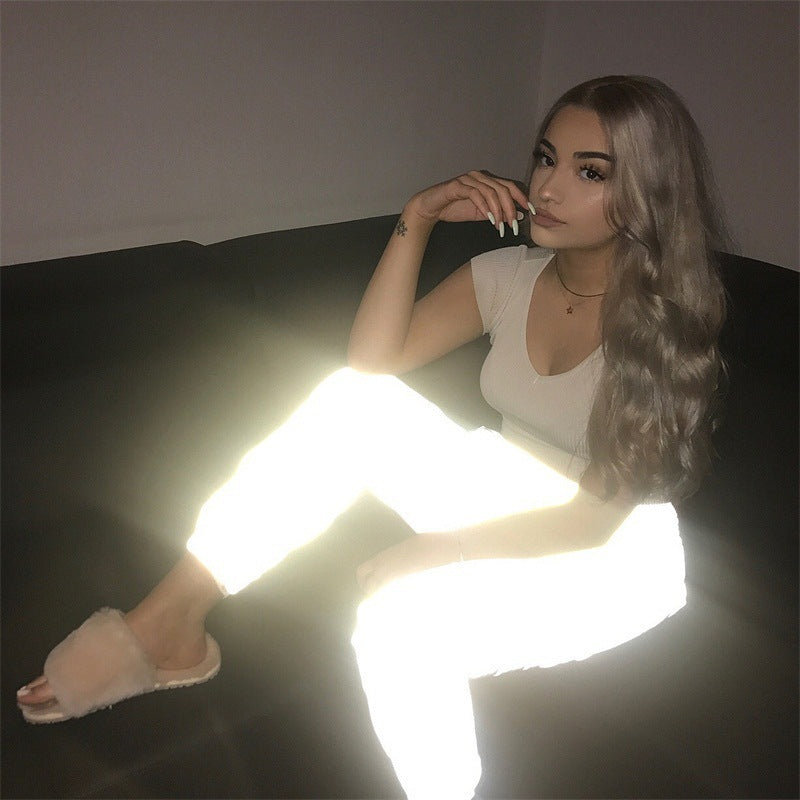 Reflective Ankle Pants, Harem Pants, Cropped Pants