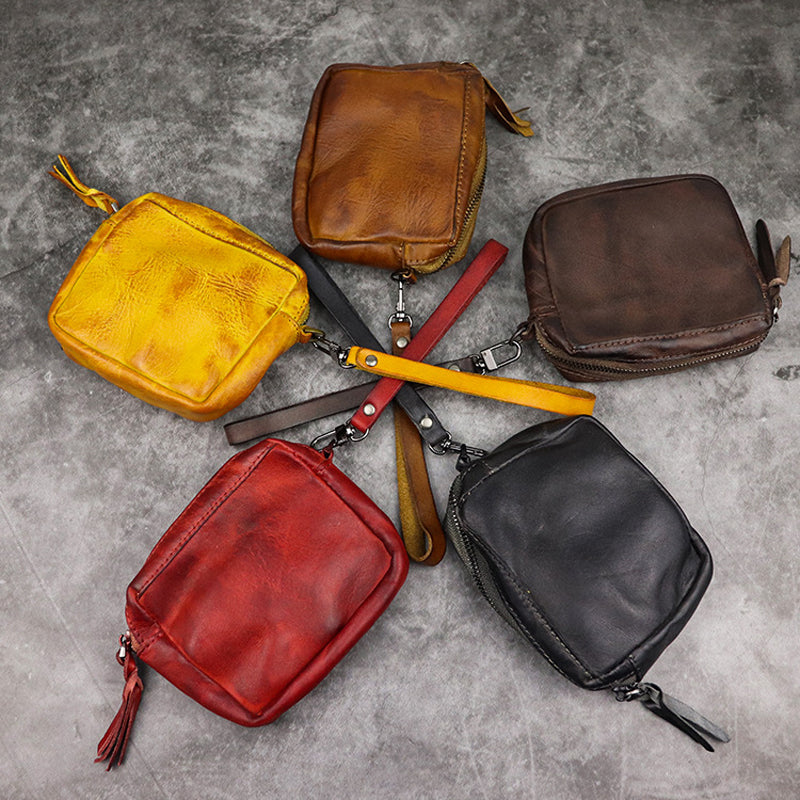 Genuine Leather Coin Purse - Unisex Retro Wallet