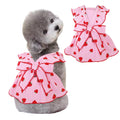 Dog Dresses for Small Dogs Girl 100% Cotton Girl Dog Clothes with Leash Ring & Bow DecorCute Small Dog Clothes for Girls Strawberry PrintSummer Cat Dresses for Cats Only (Pink Large)