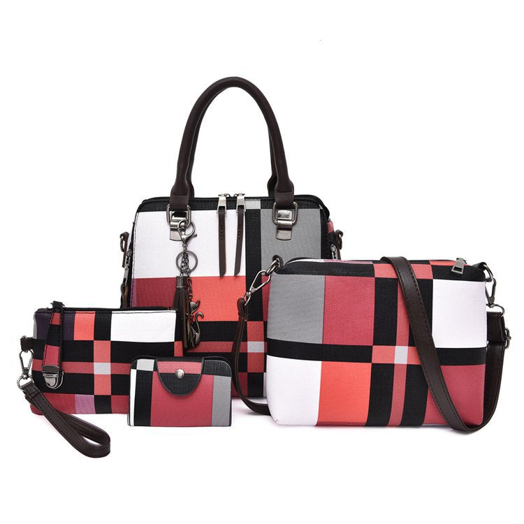 Fashion Retro Stitching Women's Handbag Purse Set