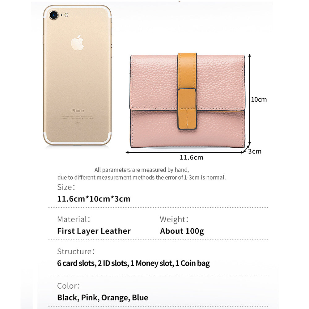 Luxury Women's Leather Tri-Fold Compact Purse