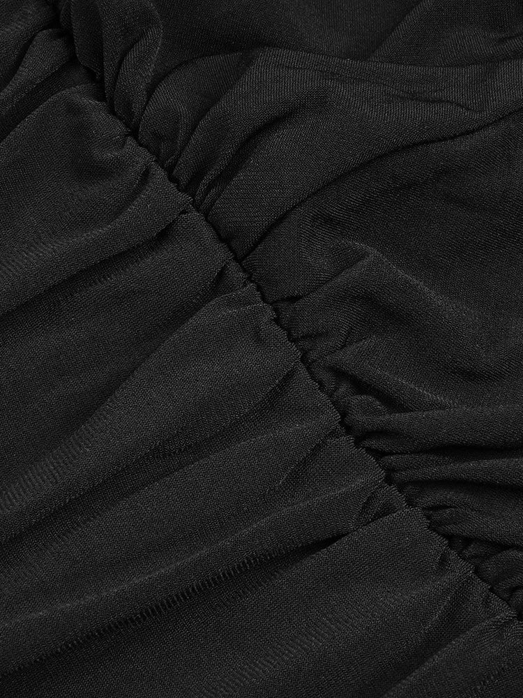 Solid Patchwork Glove Elegant Dresses For Women Strapless Half Sleeve High Waist Backless Sexy Dress Female Fashion