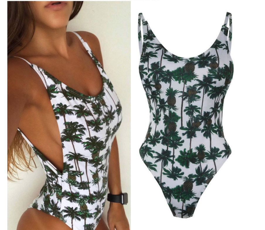 Sexy Backless Printed One-Piece Swimsuit
