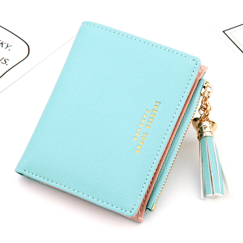 Cross Pattern Tassel Coin Purse with Zipper Closure