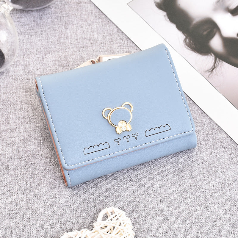 Cute Cartoon Bear Tri-Fold Multifunctional Coin Purse