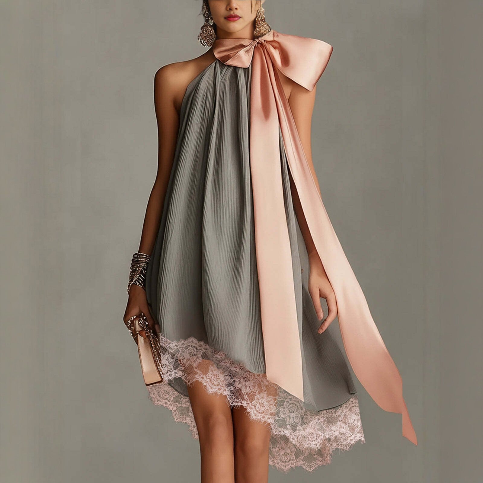 Style Strapless Printed Fitted Slimming Vacation Long Dress for Women