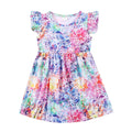 FutirO Toddler Girls Dress Colorful Tie-Dye Print Dresses Flutter Sleeve 5-6Y