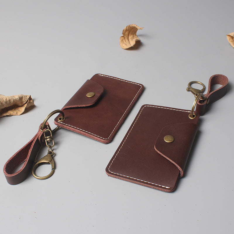 Cowhide Leather Card Holder with Coin Purse