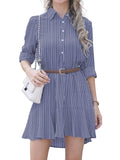 kipfall Womens Dresses Collared Tunic Shirt Dress Long Sleeve Button Up Short Dress Ruffle Hem Shift Dresses
