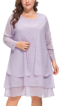 LIDLIT 2PCS Womens Chiffon Dress Mother of The Bride Dresses Long Sleeve Knee Length Jacket Dresses