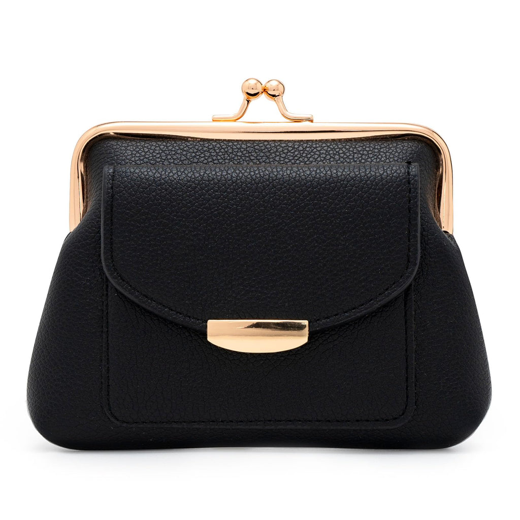 Lavogel Coin Purse With Credit Card Slot Kiss Lock Coin Purse for Women Large Capacity Coin Pouch Change Purse Cute Car Coin Holder for Women(Black)