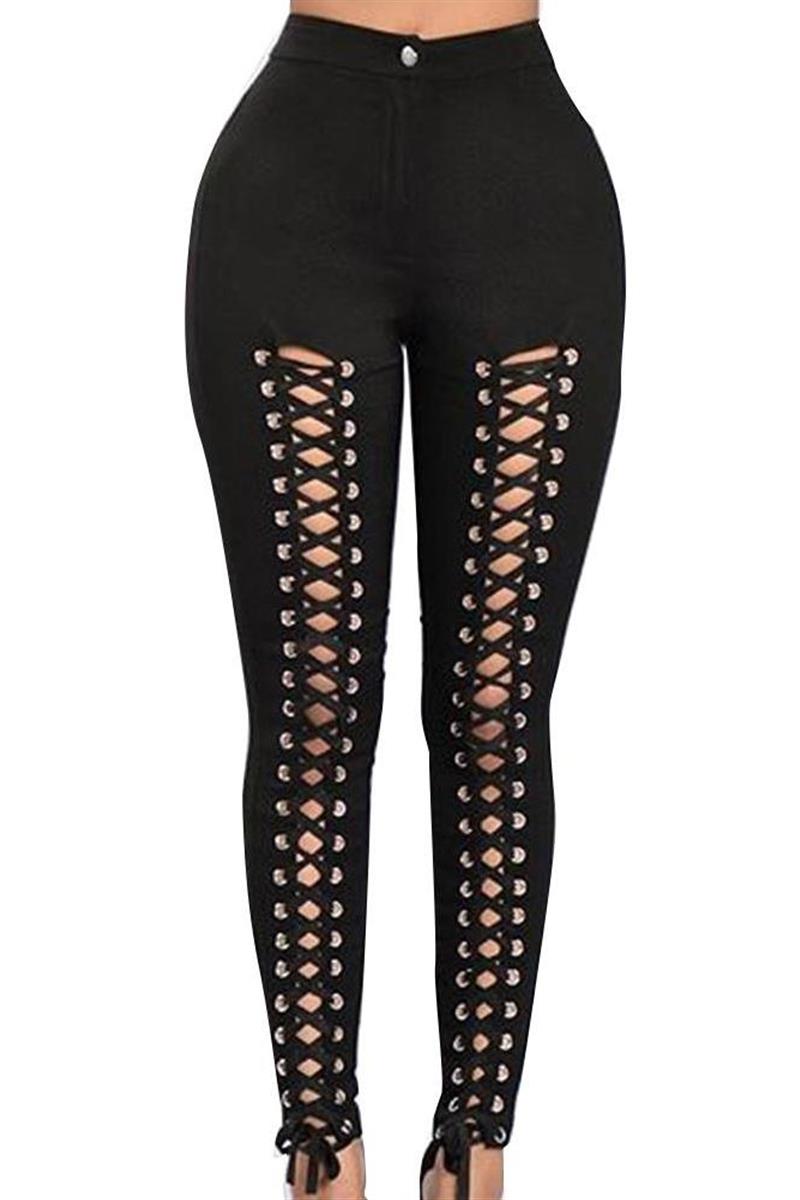 Hollow Lace Sexy Leggings with Bottoming Design