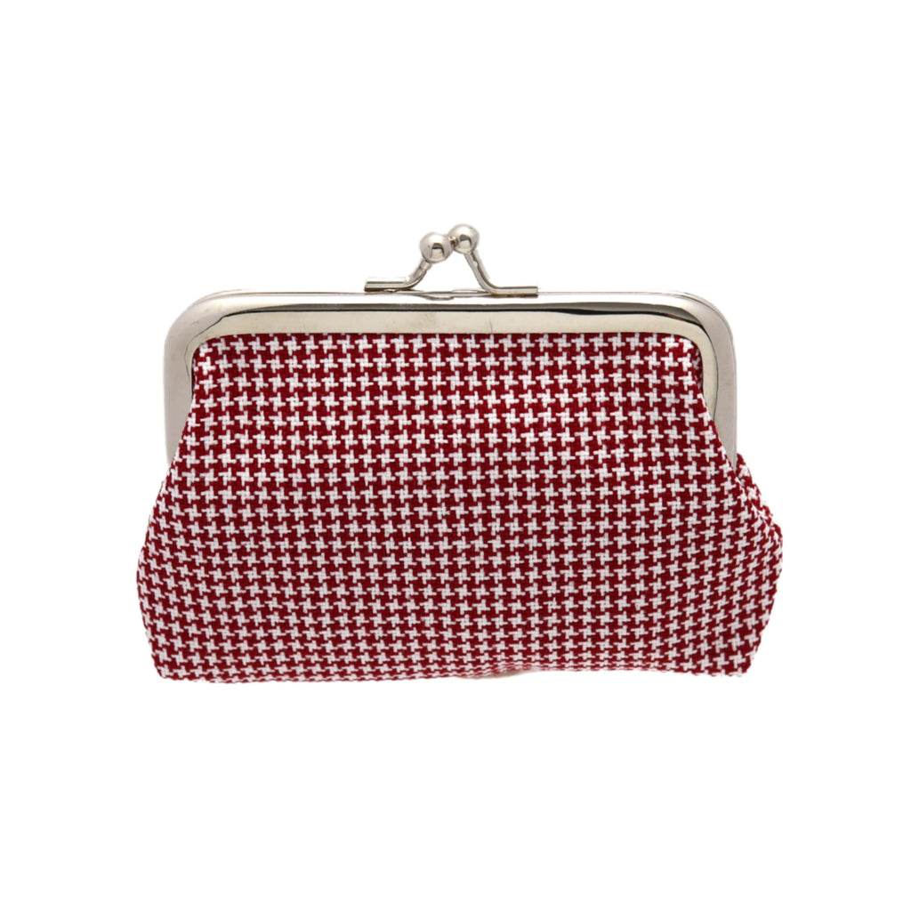 Coin Purse Vintage Bag Lock Wallet Buckle Kiss Lock change purse change holder wallet coin Canvas cotton coin purse(A red)