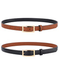 WELROG Skinny Reversible Leather Belt - Women Thin Belt for Dresses Jeans Pants with Gold Buckle