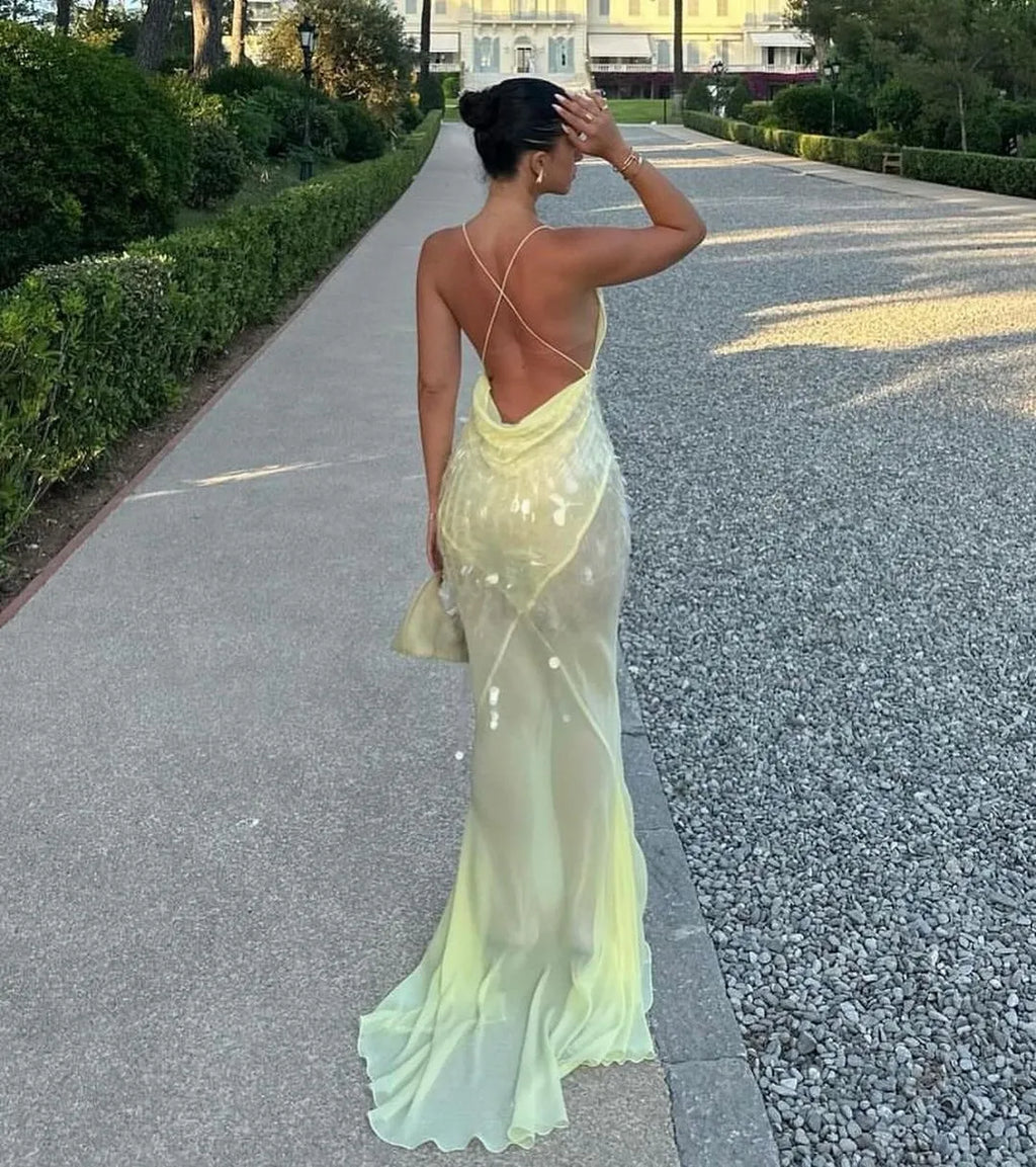 Sexy Sequin Fishtail Evening Gown