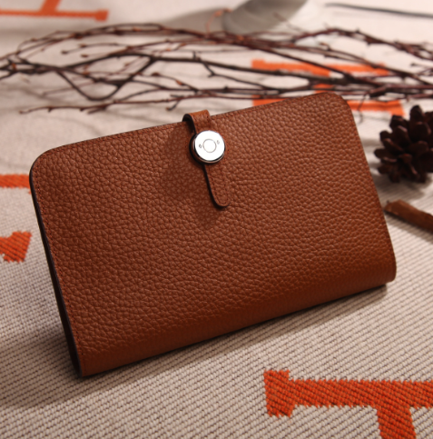 Platinum Purse with Cowhide Lychee Pattern Wallet
