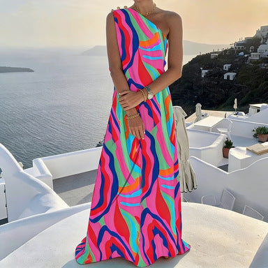 Printed off shoulder dress