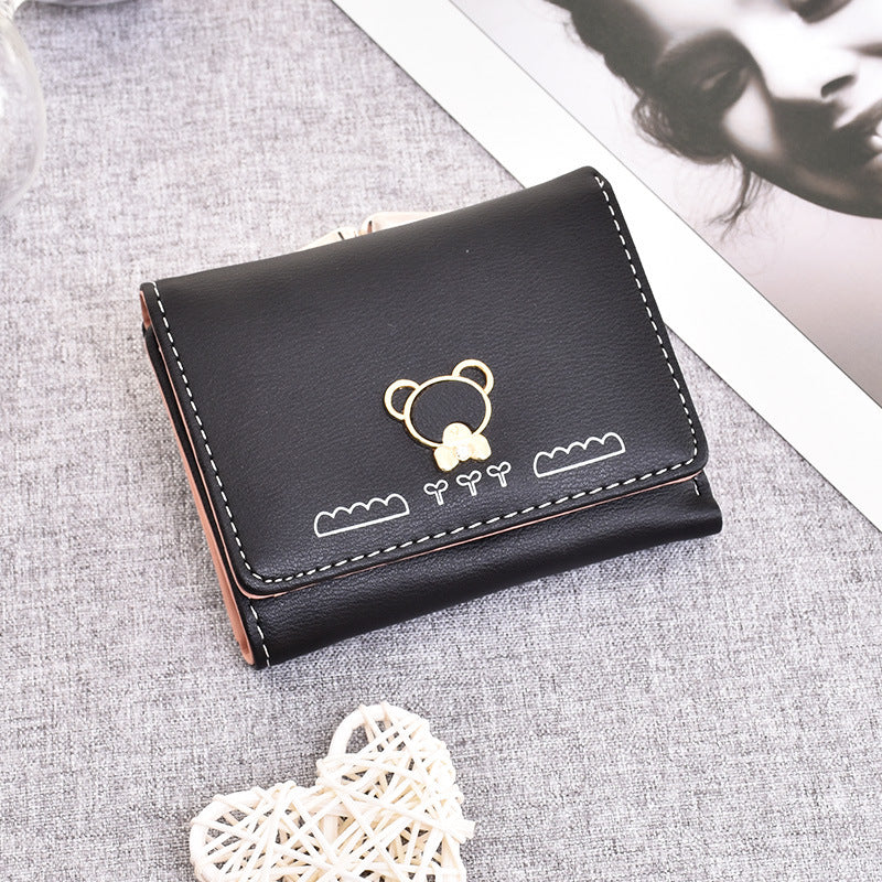 Cute Cartoon Bear Tri-Fold Multifunctional Coin Purse