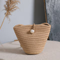 Small Coin Purse Pearl Straw Woven Shoulder Bag