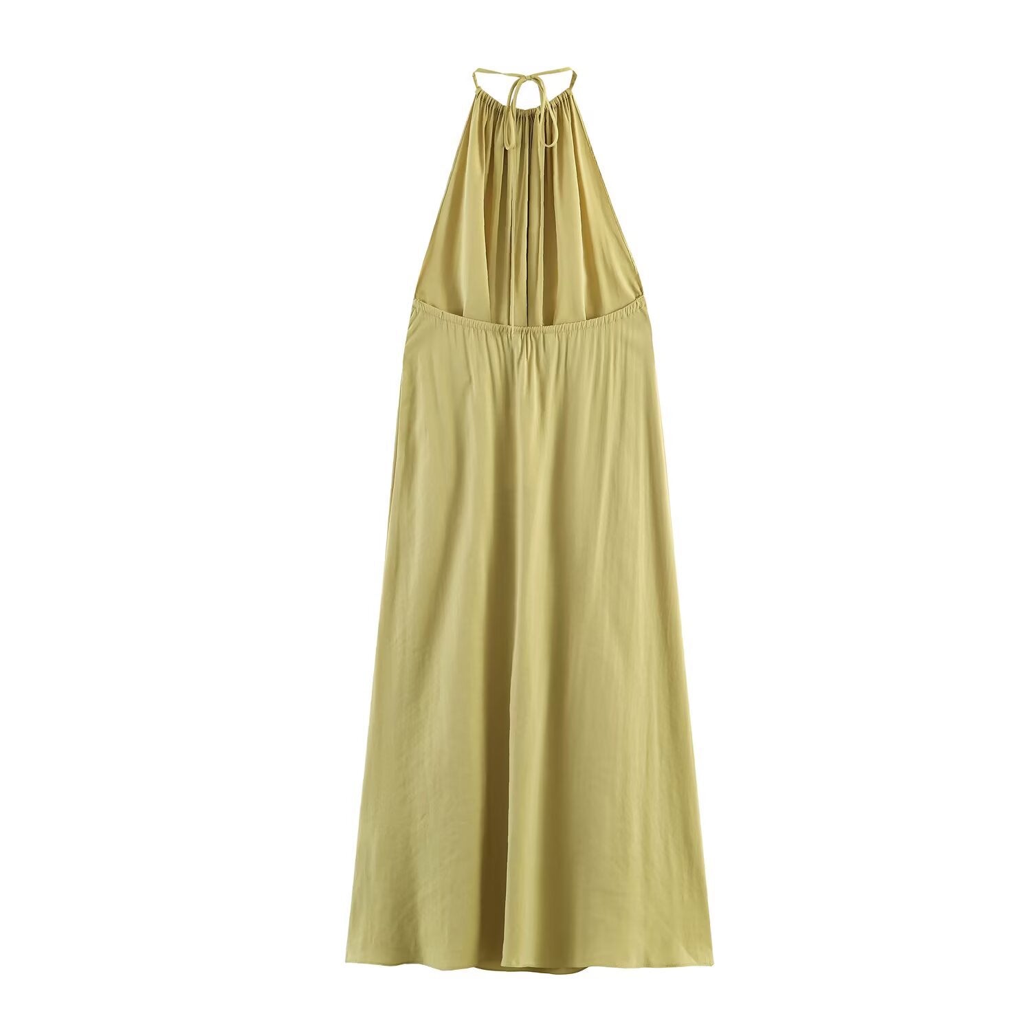 Vacation style hanging neck collar dress