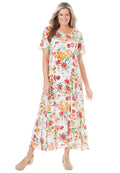 Woman Within Womens Plus Size Petite Short-Sleeve Crinkle Dress - M White Floral