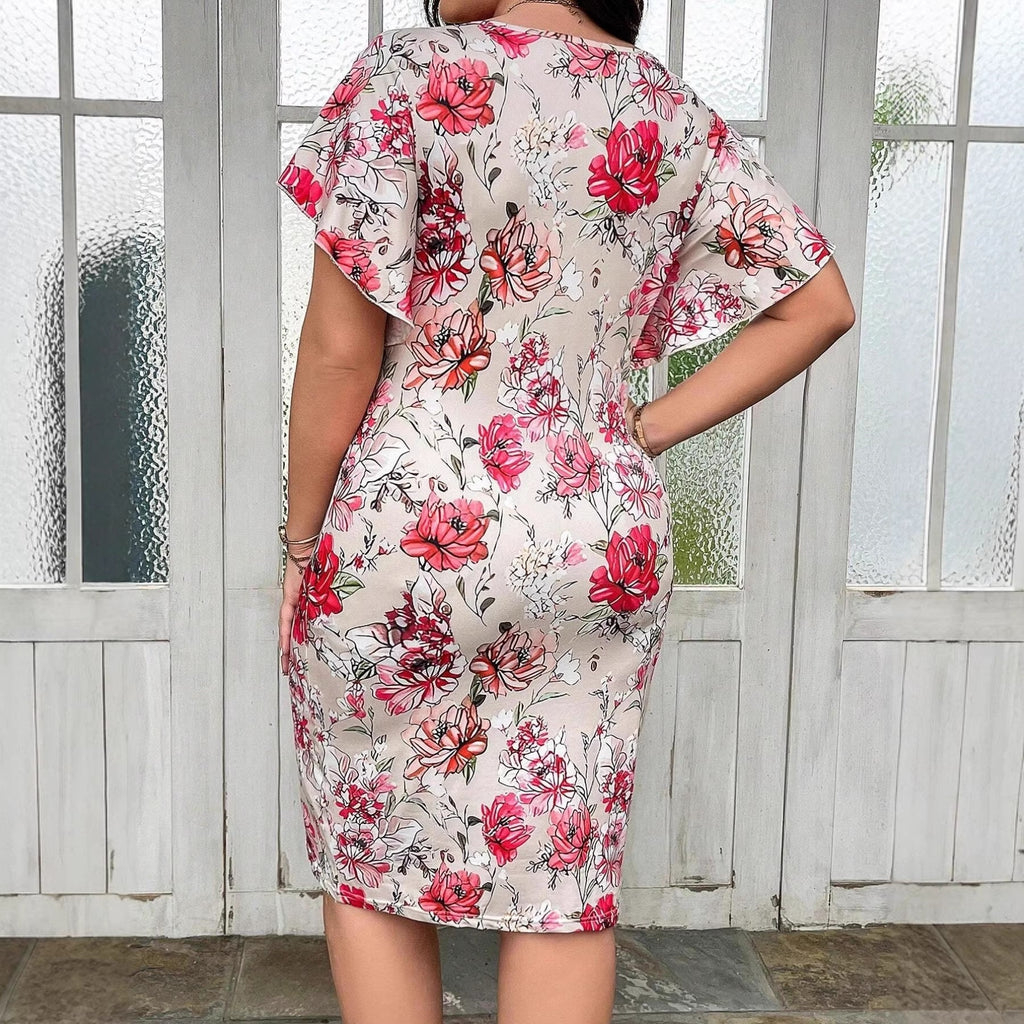 Elegant Women's Summer Dress with Print and Butterfly Sleeves Casual Style