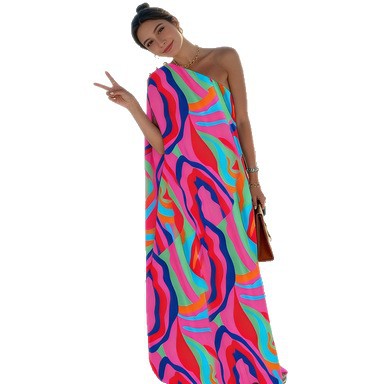 Printed off shoulder dress
