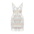 Luxury Party Dresses For Women Evening Formal Occasions Silver Tassels Sexy V Neck Sleeveless Mini Dress