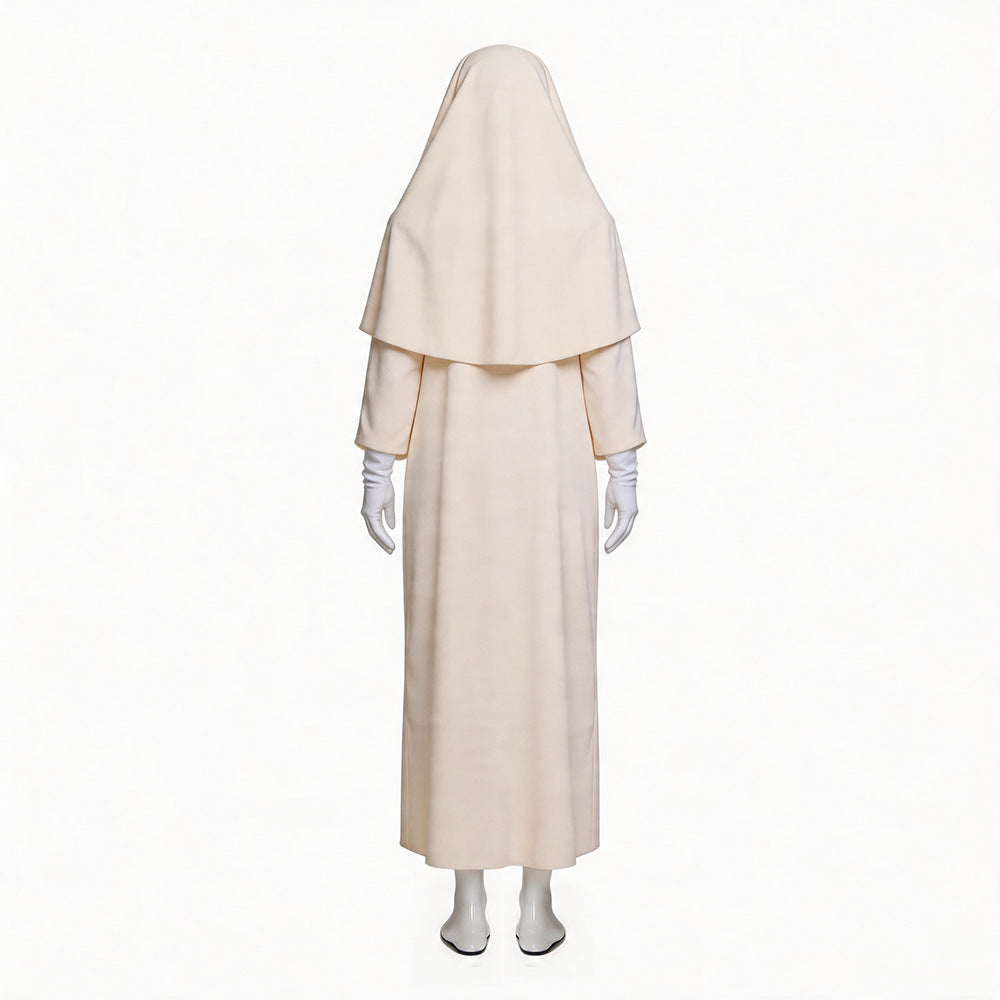 Nun Costume Cosplay Cream White Nun Role Play Outfit The Conjuring Halloween Costume