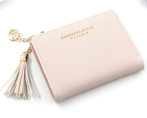 Cross Pattern Tassel Coin Purse with Zipper Closure