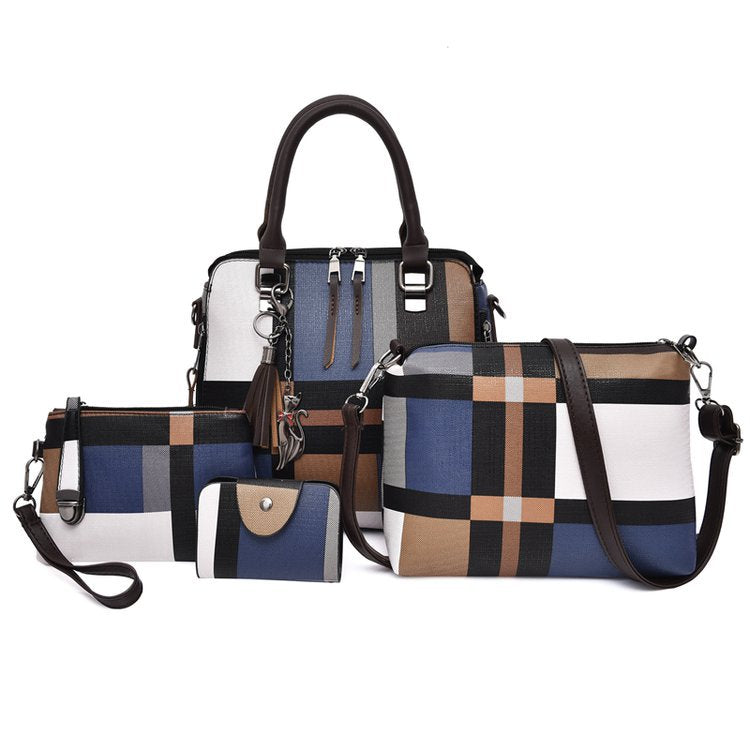 Fashion Retro Stitching Women's Handbag Purse Set