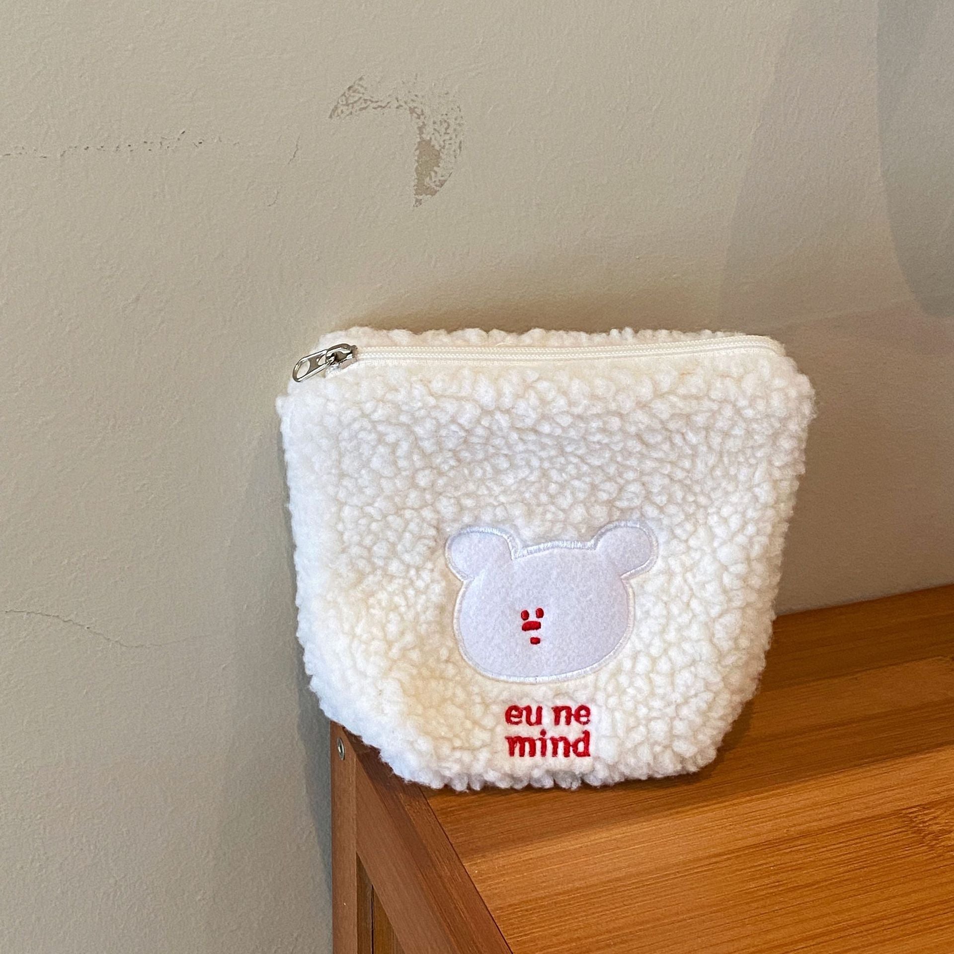 Teddy Velvet Embroidery Bear Coin Purse