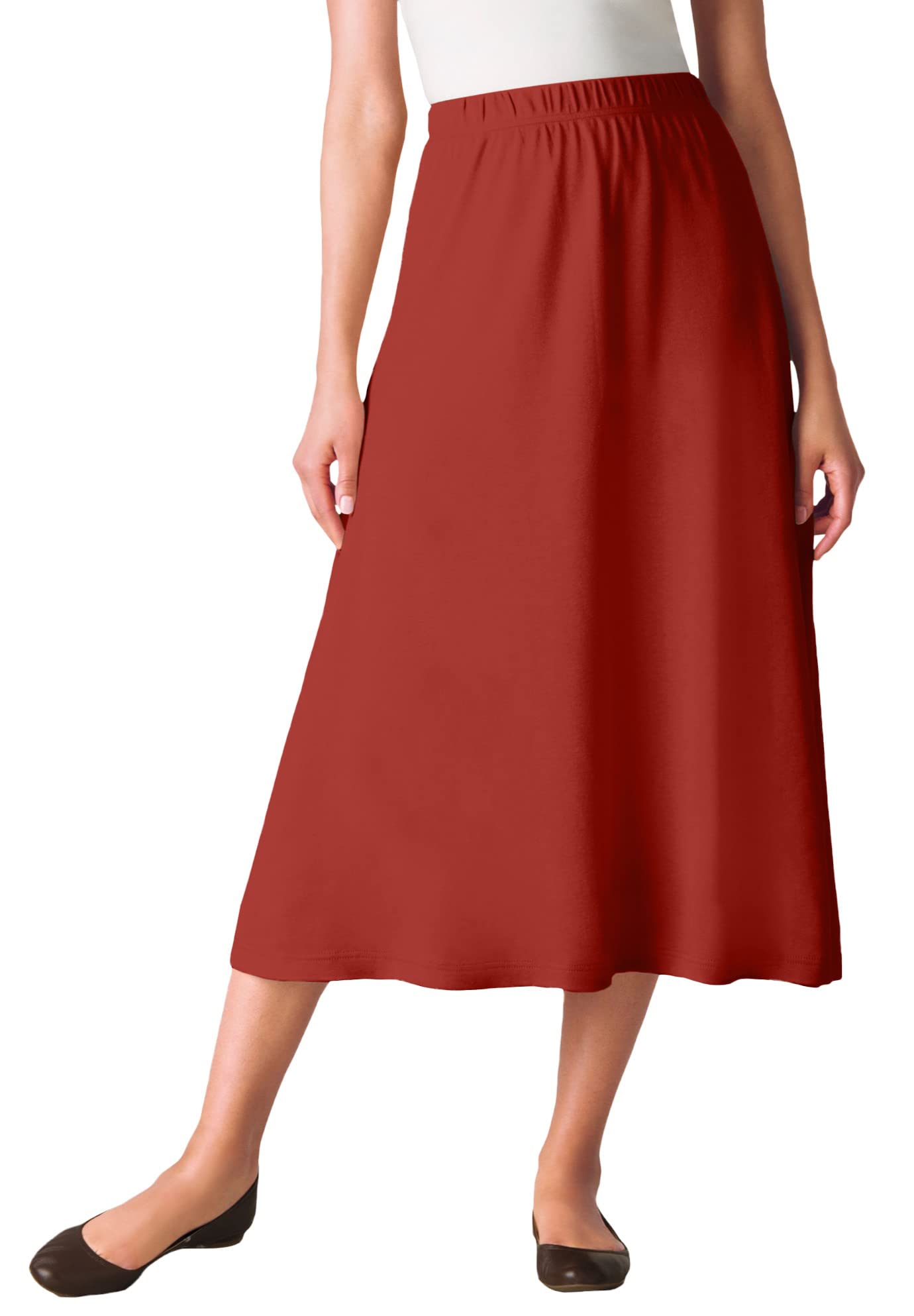 Woman Within Womens Plus Size 7-Day Knit A-Line Skirt - 4X Red Ochre